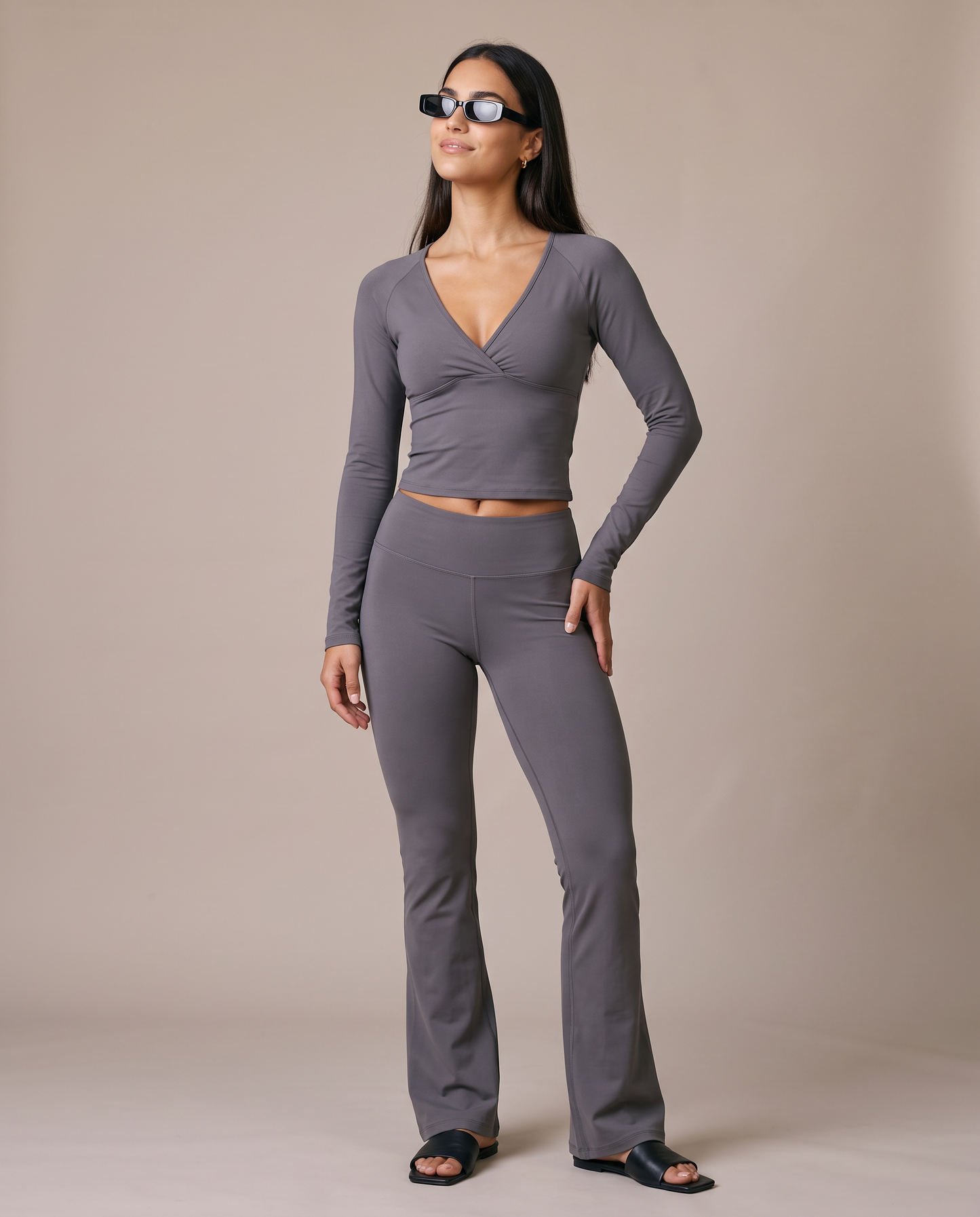 Conjunto Top Cruzado y Pantalon Acampanado color Blue (Top+Pants), vista frontal